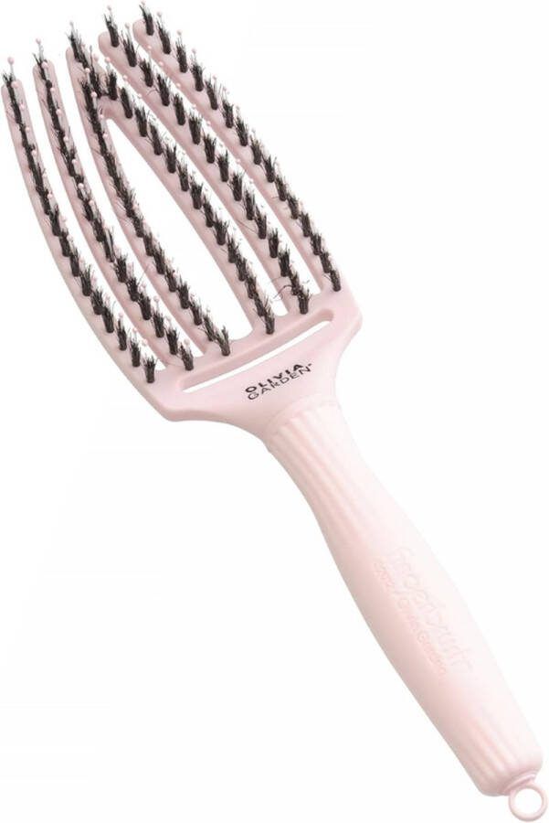 Jacer Fingerbrush Care Iconic Medium Pastel Roze Ontwarrende Haarborstel Met Zwijnenhaar En Nylon Haren voor Ultieme Glans En Soepele Styling