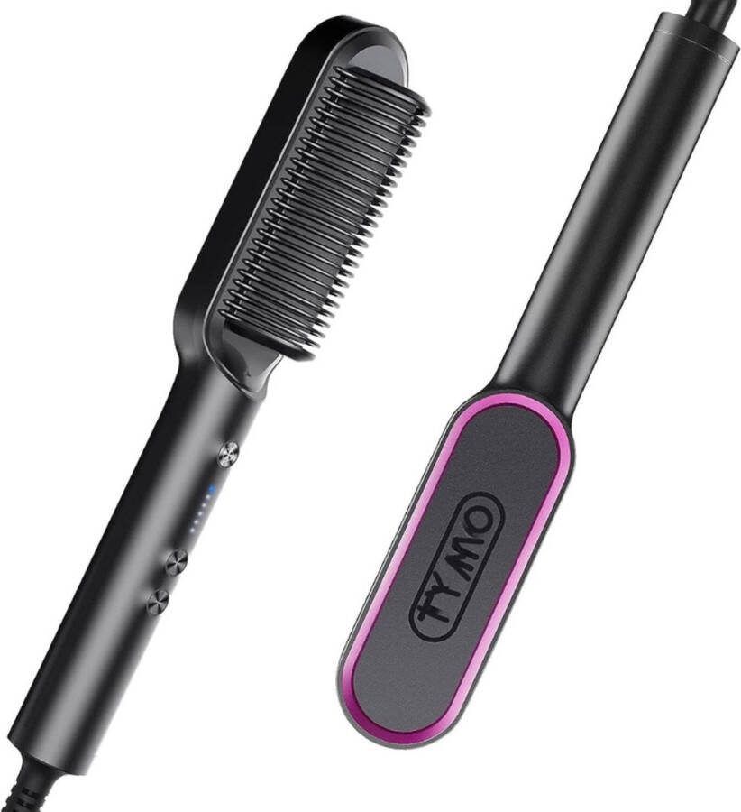 Jacer TYMO RING Stijltangborstel – Hair Straightener Brush met Snelle Verwarming 5 Temperatuurinstellingen & Anti-Verbranding Technologie Voor Professioneel Gebruik Thuis