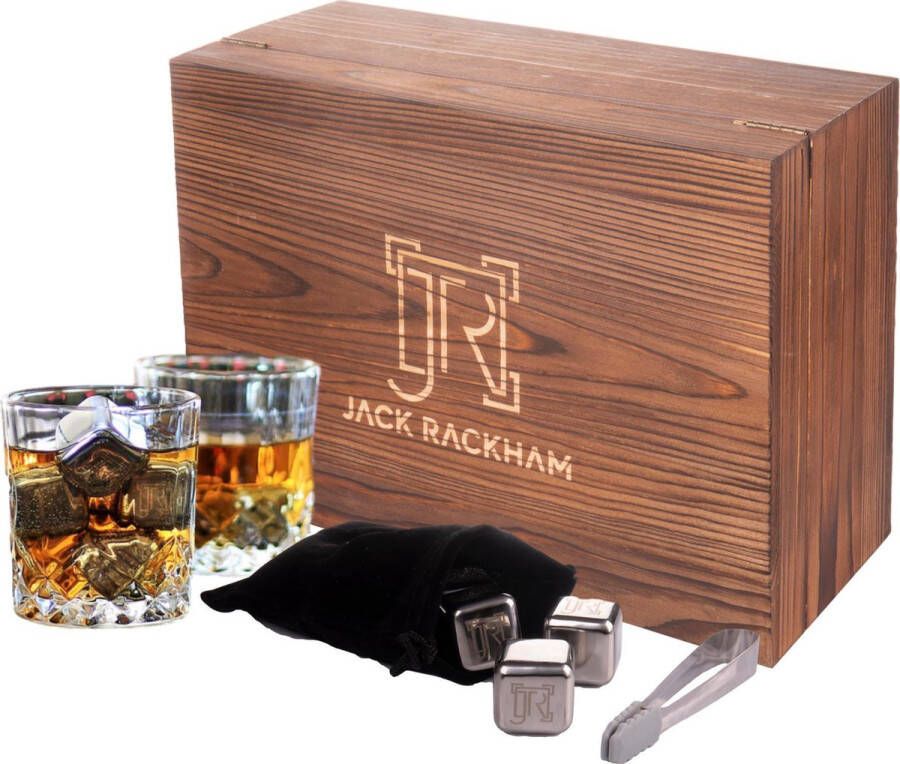 Jack Rackham Whiskey Set 12 delig Whisky set Met Glazen En Aluminium Stenen Whisky Stones Set Valentijn Cadeautje voor hem Valentijnsdag cadeau voor mannen