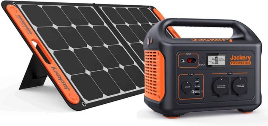 Jackery Explorer 1000 met 1x 100W Zonnepaneel Jackery Powerstation met zonnepanelen Solar Panel gereedschapsaccu kamperen off-grid survival 230V Power Station generator