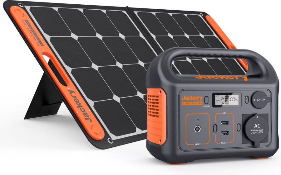 Jackery Explorer 240 met 100W Zonnepaneel Jackery Powerstation met zonnepaneel bundel Solar Panel gereedschapsaccu kamperen off-grid survival 230V Power Station generator