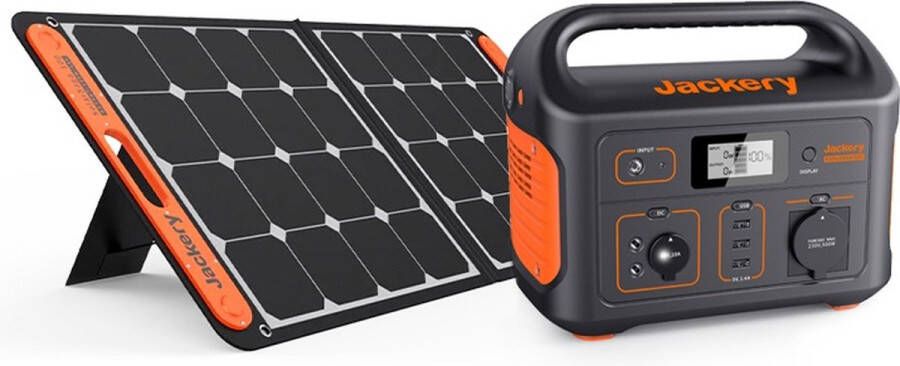 Jackery Explorer 500 met 100W Zonnepaneel Jackery Powerstation met SolarSaga Solar Panel gereedschapsaccu kamperen off-grid survival 230V Power Station generator