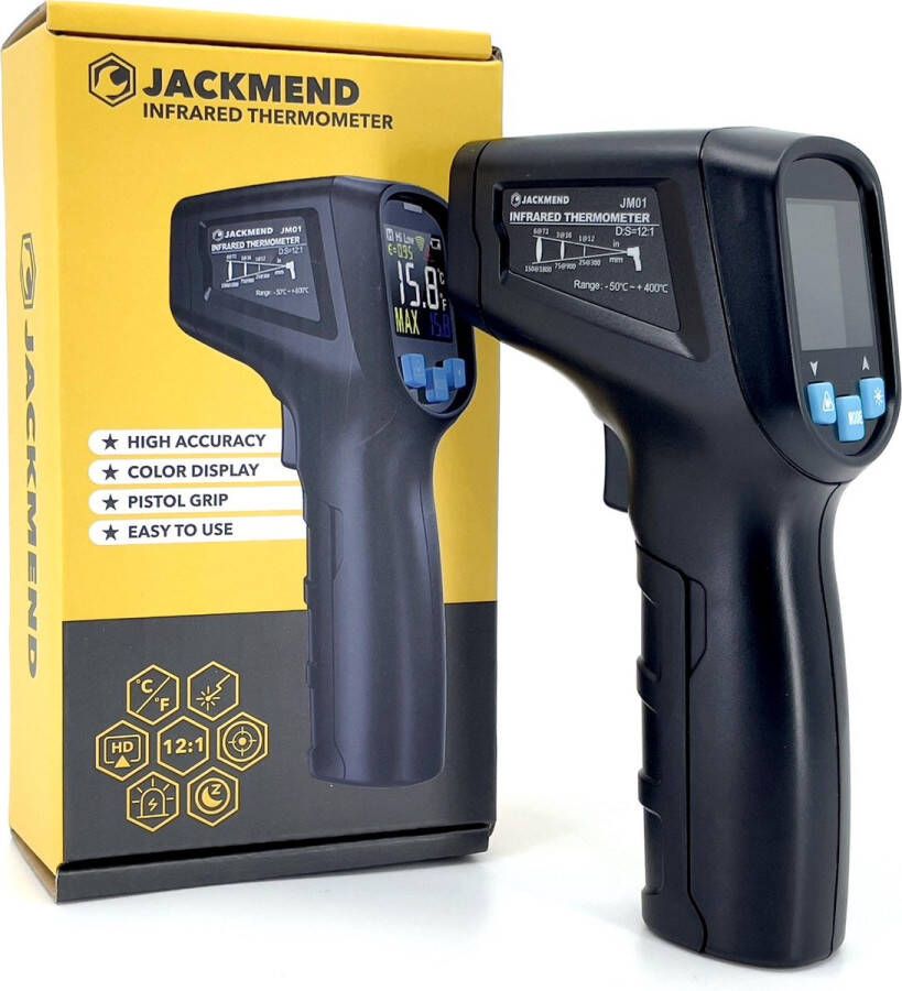 JACKMEND Infrarood Thermometer Digitale Warmtemeter Bereik van -50 tot 400 °C Warmte Thermo Meter Laser Pyrometer