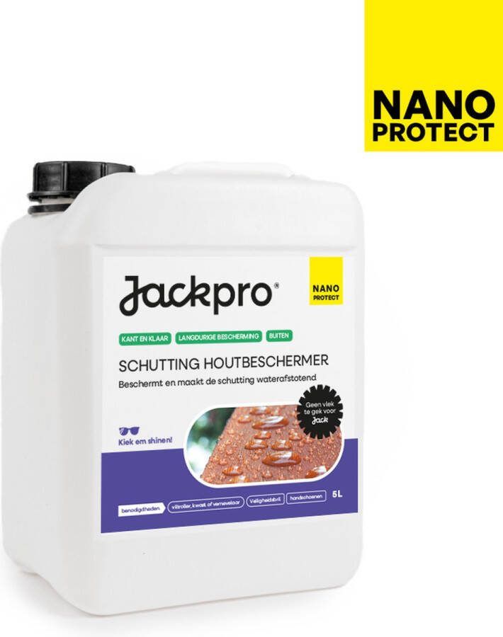 Jackpro Schutting Houtbeschermer NANO PROTECT 5liter Tot 8 maanden bescherming Voorkomt water opname