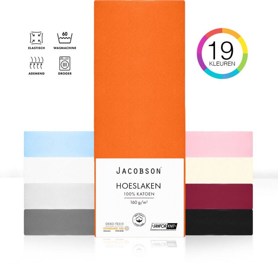 Jacobson PREMIUM Jersey Hoeslaken 100x200cm 100% Katoen tot 23cm matrasdikte Oranje