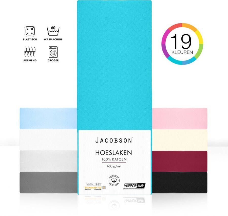Jacobson PREMIUM Jersey Hoeslaken 100x200cm 100% Katoen tot 23cm matrasdikte Turquoise