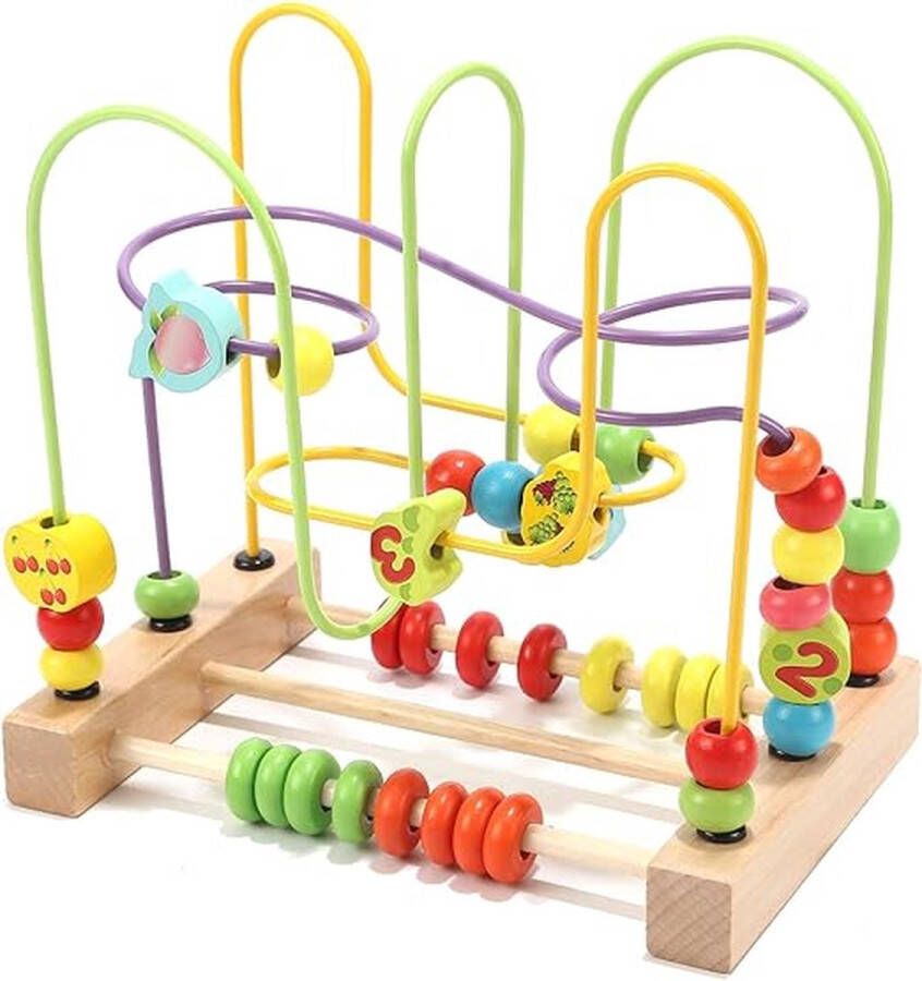 Jacootoys Kraal Doolhof Houten Peuter 21 8 x 13 9 x 20 8 centimeter Roller Coaster Abacus Voorschoolse Educatieve Cirkel Speelgoed Voor Kinderen Jongens Meisjes