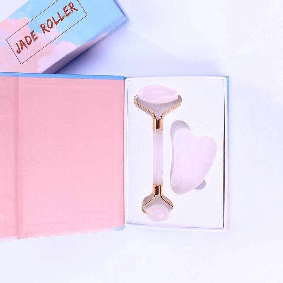 Jade Roller Gua Sha rozenkwarts gezichtsroller gezichtsmassage gezichts roller gezichtsmassage roller voor gezicht dermaroller
