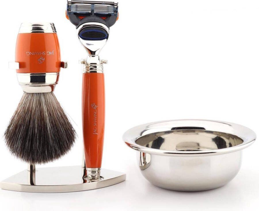Jag Shaving Scheerset voor heren met 5 Edge-compatibel scheermes scheerkwast scheerstandaard en scheerkom Perfecte scheercadeauset