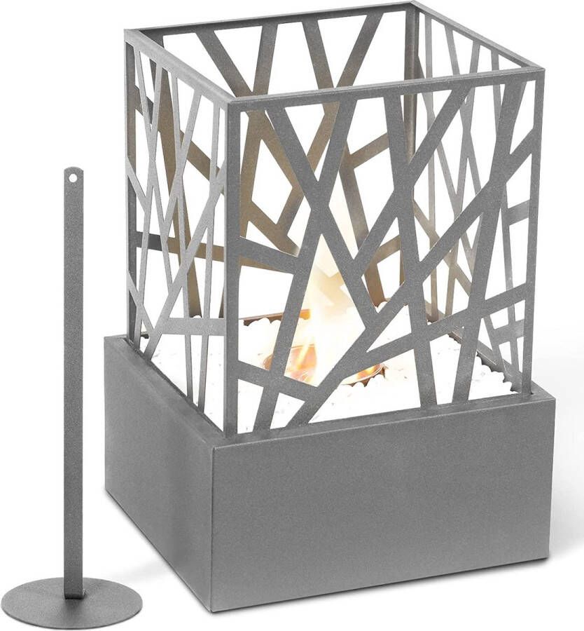 Jago Trend24 Tafelhaard Openhaard Decoratiehaard Tafeldecoratie RVS 20 7 x 20 7 x 29 5 cm Grijs