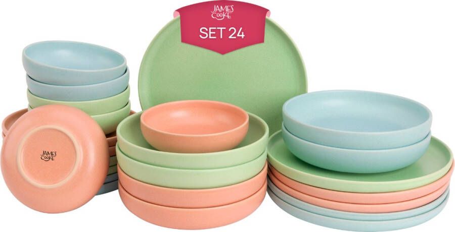 James Cooke Serviesset Bliss Stoneware 6-persoons 24-delig Assorti