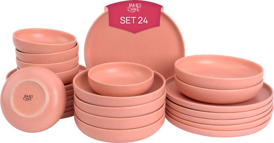 James Cooke Serviesset Bliss Stoneware 6-persoons 24-delig Roze