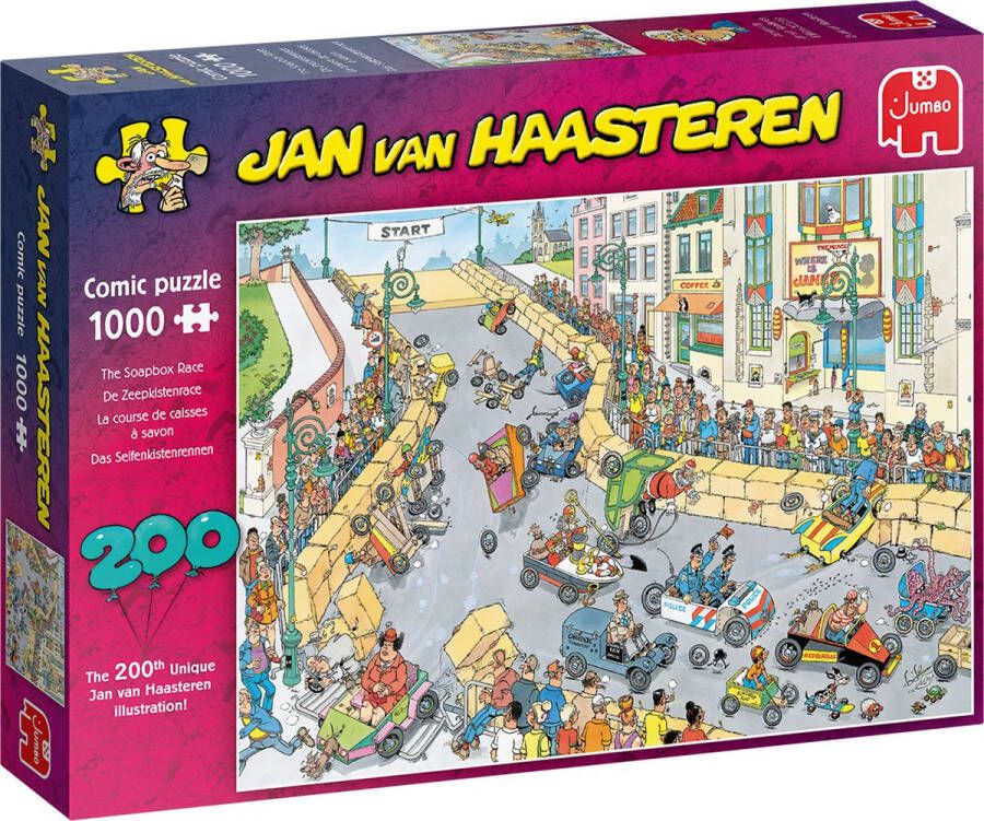 Jan van Haasteren 200ste Legpuzzel Zeepkisten Race puzzel 1000 stukjes