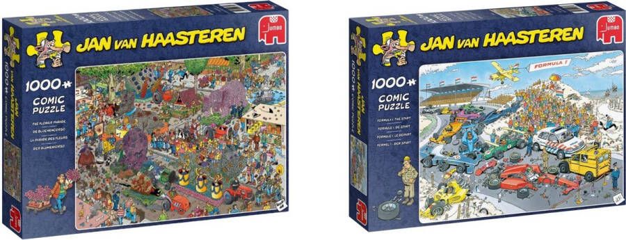 Jumbo Jan van Haasteren Puzzelset Bloemenparade 1000 stukjes & Formule 1 De Start 1000 stukjes