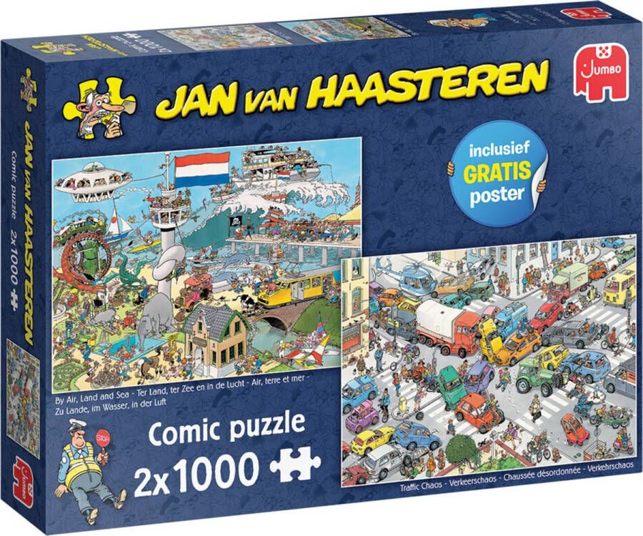 Jan van Haasteren Verkeerschaos & Ter land ter zee en in de lucht Legpuzzel 2x1000 stukjes