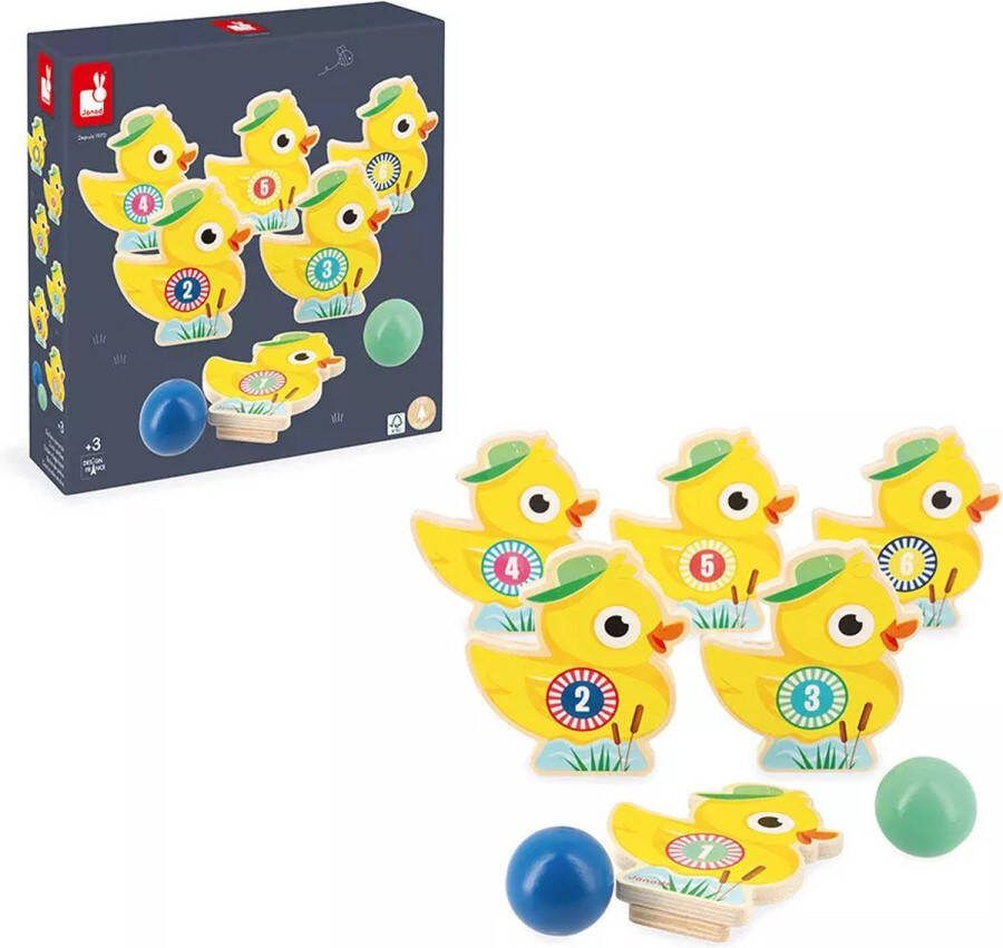 Janod Applepop Bowling Eendjes Kegelspel Bevat 6 Genummerde Kegels En 2 Houten Ballen Leuk Buitenspel Voor Het Hele Gezin Geschikt Vanaf 3 Jaar