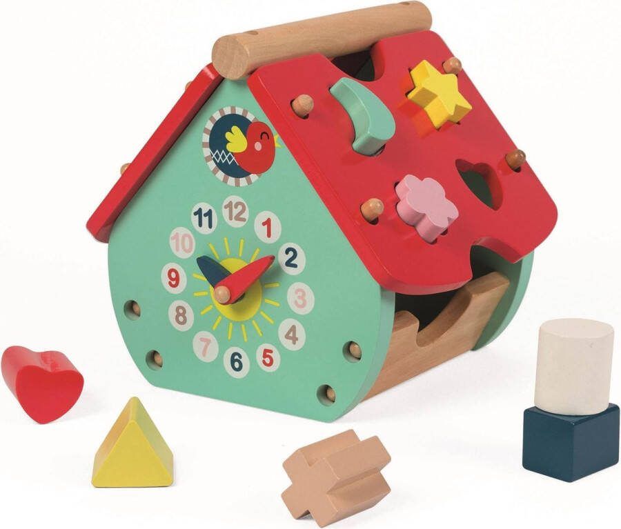 Janod Baby Forest Houten Vormenstoof Huis Inclusief 8 Verschillende Houten Blokken Geschikt Vanaf 18 Maanden