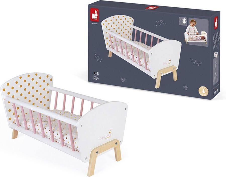 Janod Candy Chic Houten Poppenbed Geschikt Voor Poppen Tot 42 Cm Inclusief Een Klein Kussen En Matrasje Geschikt Vanaf 3 Jaar