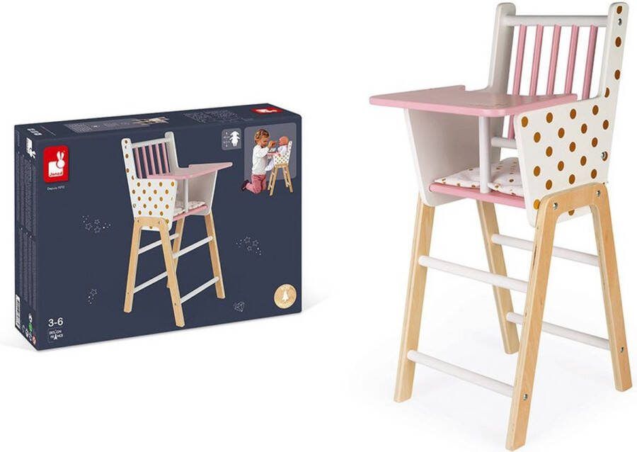 Janod Candy Chic Houten Poppenstoel Geschikt Voor Poppen Tot 42 Cm Voor Het Voeden Van Je Favoriete Pop Geschikt Vanaf 3 Jaar