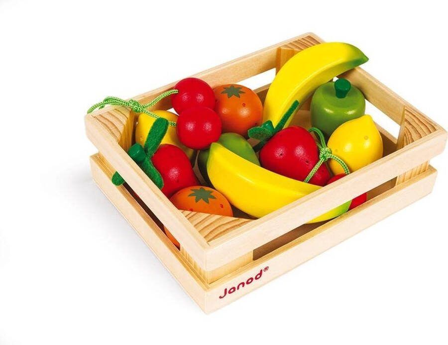 Janod In De Keuken Kistje Met Houten Fruit 12 Stuks Fruit Onmisbaar In Iedere Speelgoedkeuken Of Winkeltje! Geschikt Vanaf 3 Jaar