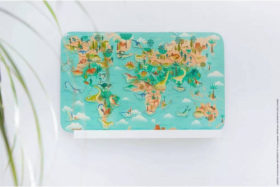 Janod Dino Magneetbord Plaats De 50 Dinosaurusmagneten Op De Juiste Plaats Op De Magnetische Kaart Deze Wereldkaart Is 65 x 40 Cm Groot Geschikt Vanaf 7 Jaar