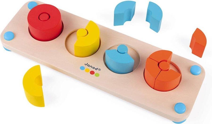 Janod Essential Delen Educatief Speelgoed Om Spelenderwijs Vertrouwd Te Raken Met Wiskundige Breuken Dit Spel Ontwikkelt: Ontdekken Van Vormen En Kleuren Leren Tellen Geschikt Vanaf 2 Jaar