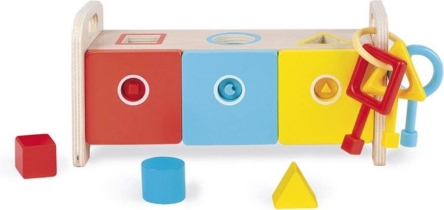 Janod Essentiel Vormensorteerdoos Met Sleutels Educatief Spel Stop De Verschillende Vormen In De Juiste Vakjes En Kies De Juiste Sleutel Om Het Slot Te Openen En De Vormen Te Verzamelen Geschikt Vanaf 18 Maanden