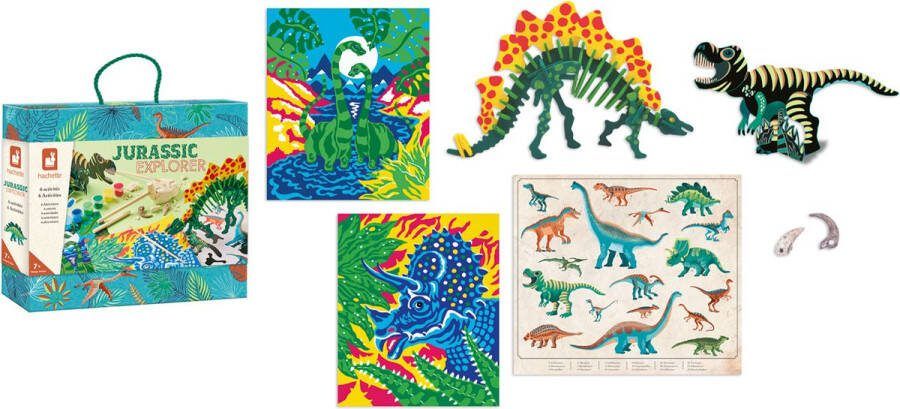Janod Hachette Jurassic Explorer Dinosaurus Ontdekkingsreiziger Koffer 5 Creatieve Activiteiten In Een Mooie Explorerkoffer Schilderworkshops Krasloten En Nog Veel Meer! Voor Echte Dinosaurusfans Geschikt Vanaf 7 Jaar