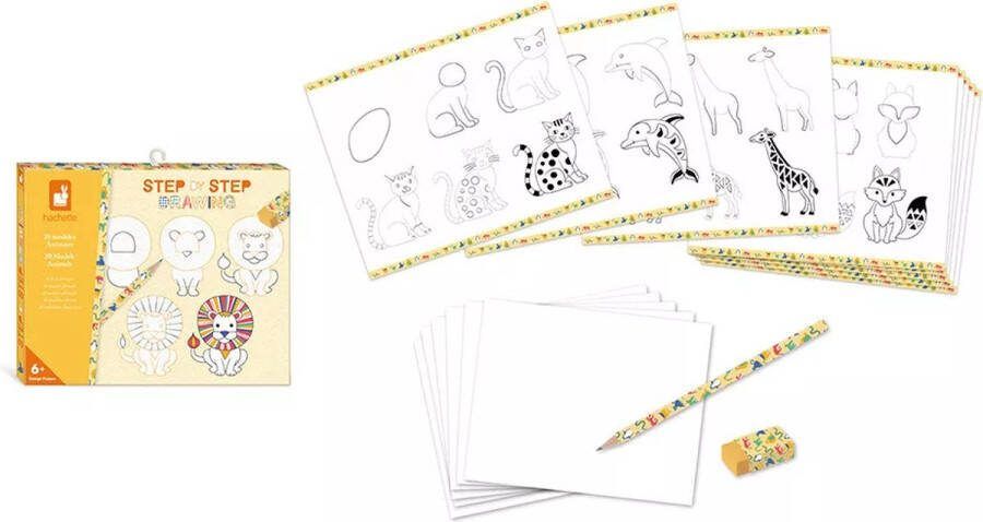 Janod Hachette Step by Step Creatief Dieren Tekenen Met 20 Diermodellen Kit Om Dieren Te Leren Tekenen 20 Modellen En 25 Bladen Om Te Oefenen Geschikt Vanaf 6 Jaar