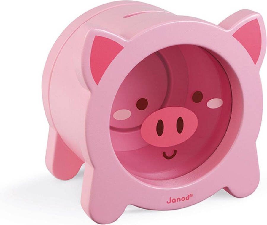 Janod Spaarpot Varken Houten Spaarpot Met Transparant Gedeelte Aan De Voorkant En Magnetische Opening Aan De Achterkant Geschikt Vanaf 3 Jaar