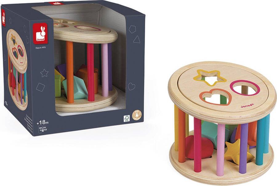 Janod I Wood Vormen Quiz Houten Vormenstoof Met 6 Blokken Met Magnetische Deksel Geschikt Vanaf 1 5 Jaar
