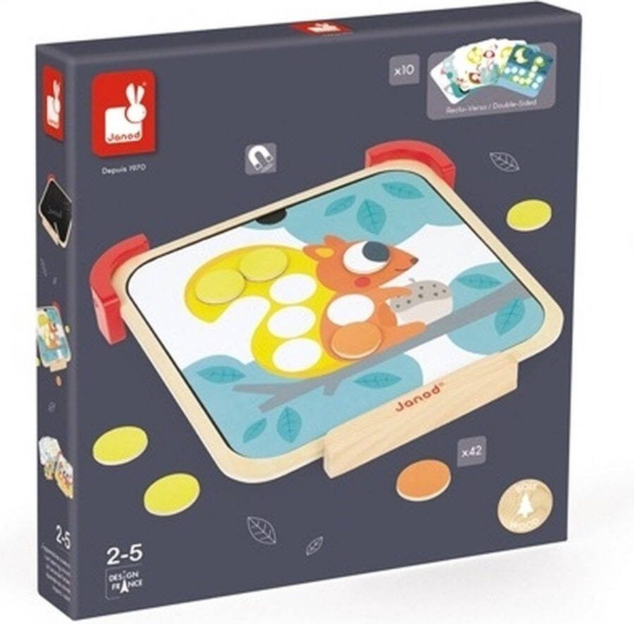 Janod Ik Leer Kleuren Magneetbord Magnetische Zijde En Krijtbordzijde Op De Achterkant Met Modelkaarten En 42 Gekleurde Stippen Om Kleuren Te Leren En Plezier Te Hebben! Geschikt Vanaf 2 Jaar