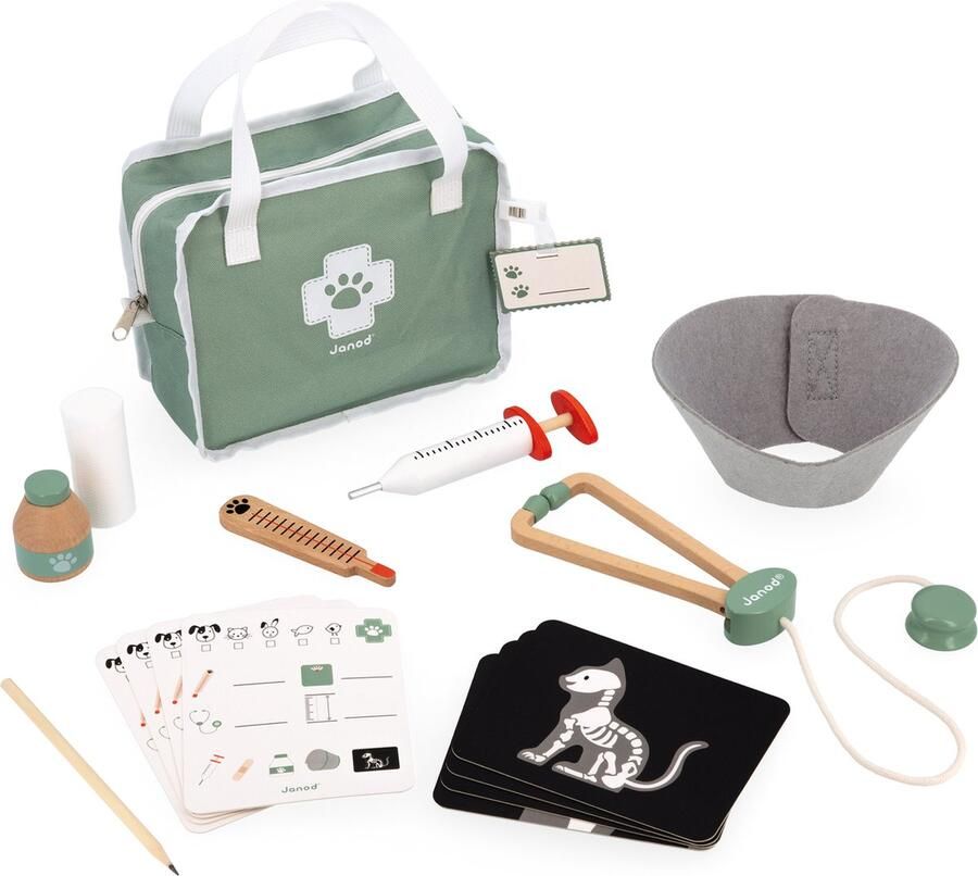 Janod Dierenarts Set Rollenspel Bevat 16 Accessoires Waaronder 4 Van Hout Geschikt Vanaf 3 Jaar
