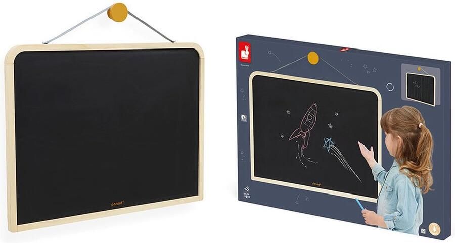 Janod Dubbelzijdig Magnetisch Krijtbord Inclusief 3 Krijtjes 1 Wisser En 1 Haak Om Het Bord Aan De Muur Te Hangen Geschikt Vanaf 3 Jaar