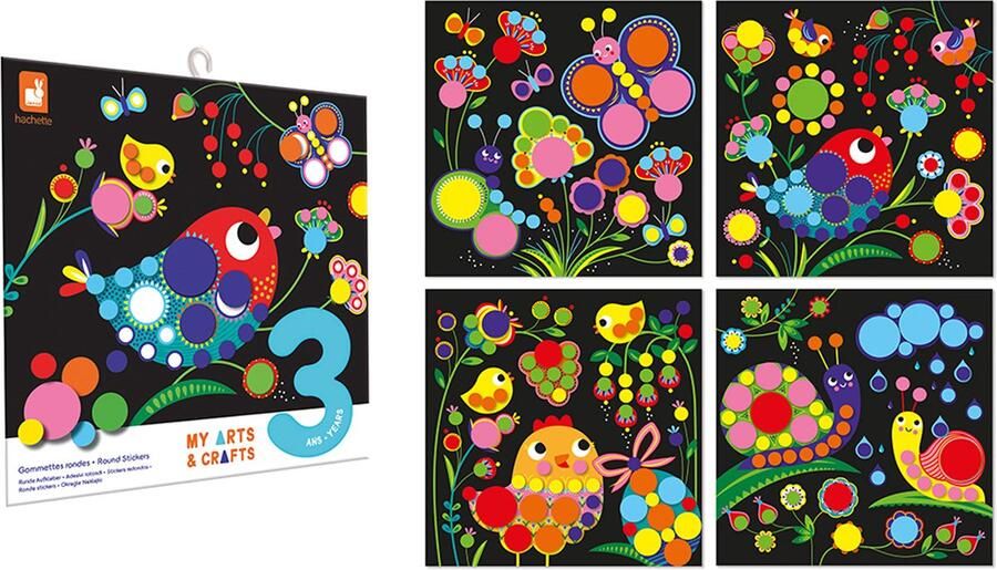 Janod My Arts & Crafts Stickerset Met Ronde Stickers 4 Contrasterende Schilderijen Om Te Versieren Met Stickers Knutselset Voor Het Stimuleren Van De Fijne Motoriek Geschikt Vanaf 3 Jaar