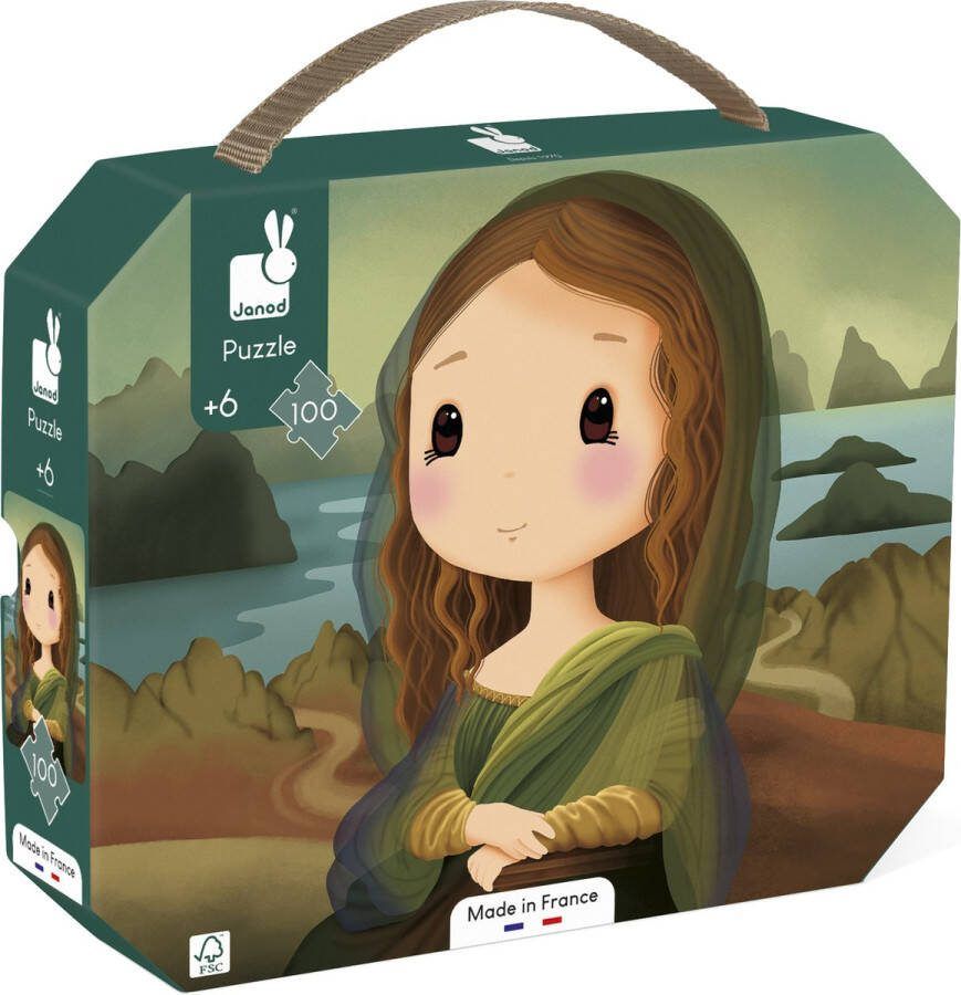 Janod Puzzel Leonardo Da Vinci Mona Lisa In Puzzelkoffer 100 Stukjes Geschikt Vanaf 6 Jaar
