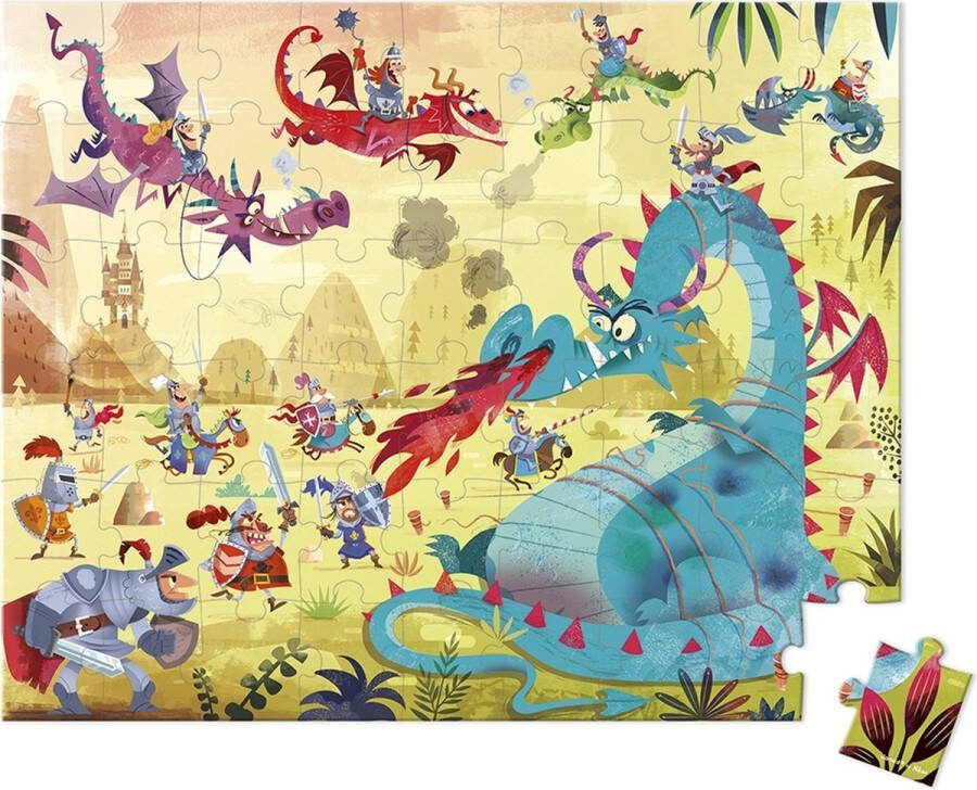 Janod Puzzel Draken In Puzzelkoffer 54 Stukjes Geschikt Vanaf 5 Jaar
