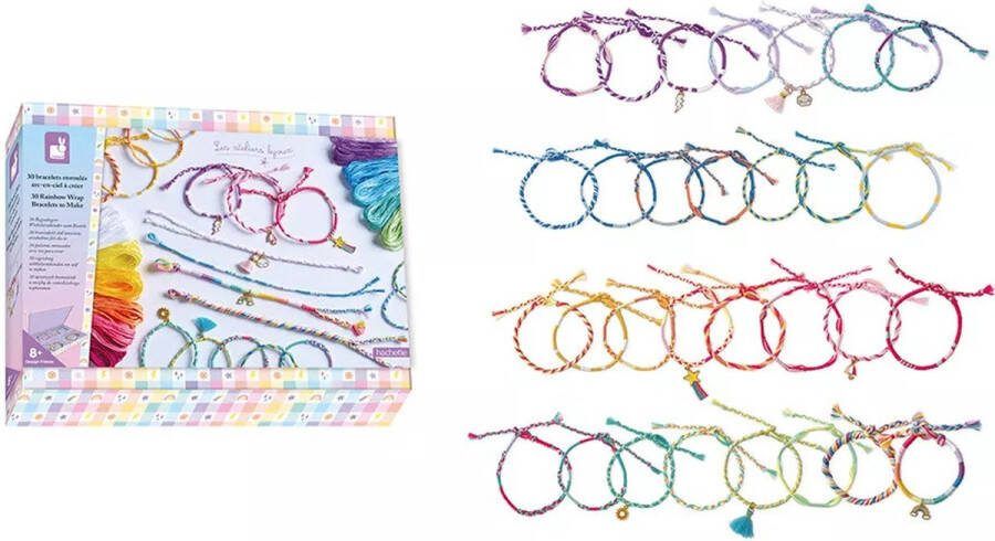 Janod Les Ateliers Bijoux Maak 30 Regenboog Wikkelarmbanden Sieraden Maken Complete Set Met Garen En Bedels Geschikt Vanaf 8 Jaar