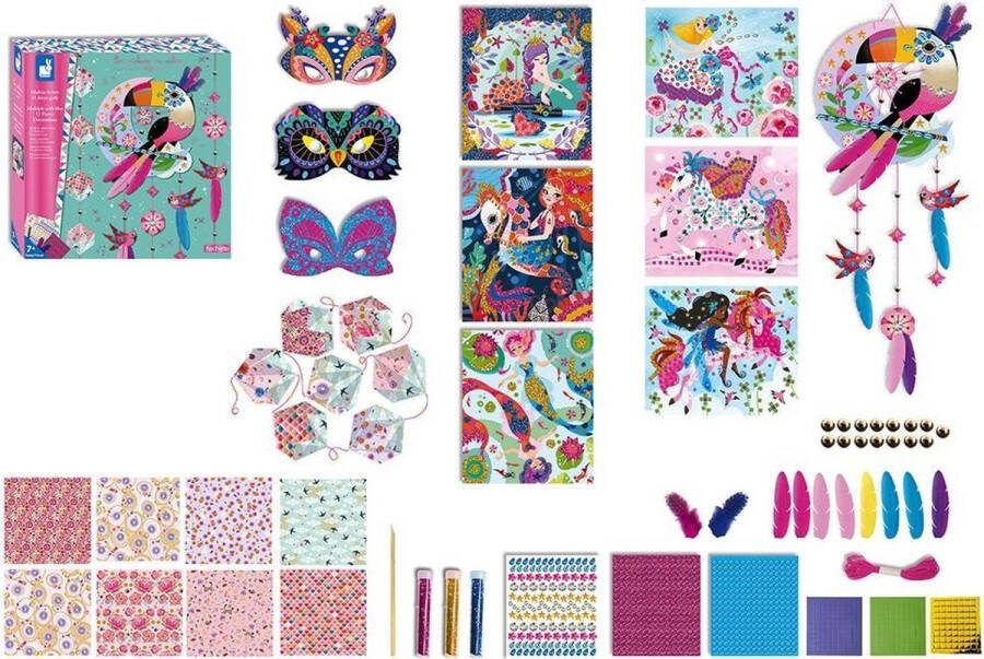 Janod Les Ateliers Du Calme Decoraties Multi-Activiteit Set Maak 11 Decoraties Complete Knutselset Geschikt Vanaf 7 Jaar