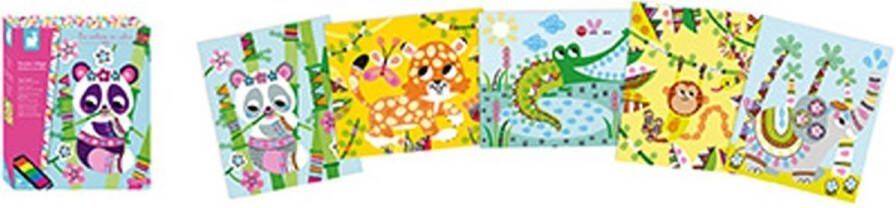 Janod Les Ateliers Du Calme Panda En Zijn Vriendjes Vingerverf Set 5 Kaarten Om Te Versieren Geschikt Vanaf 3 Jaar