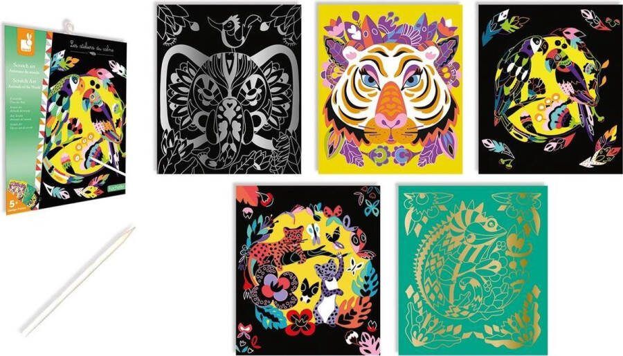 Janod Les Ateliers Du Calme Scratch Art Dieren Van De Wereld Knutselset Om Prachtige Tekeningen Te Maken Geschikt Vanaf 5 Jaar