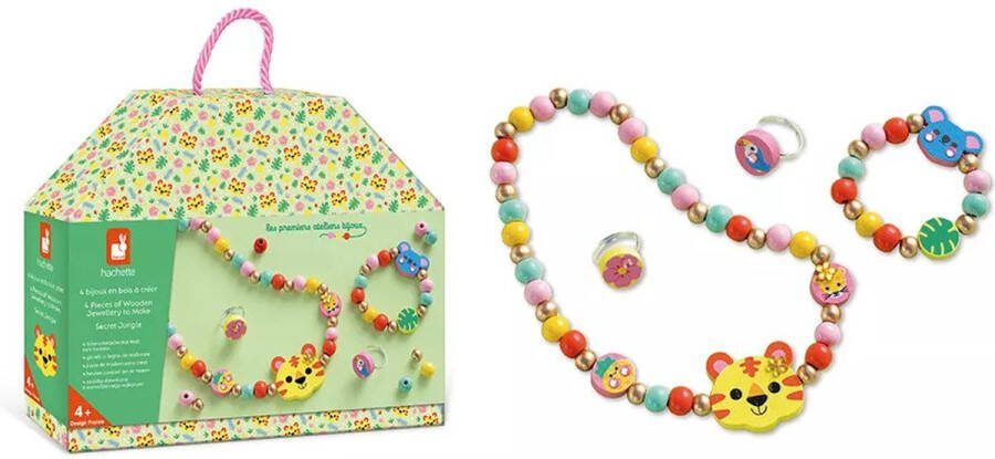 Janod Les Premiers Ateliers Bijoux Secret Jungle 4 Houten Sieraden Om Te Maken De Eerste Workshop Sieraden Maken Voor Kinderen Vanaf 4 jaar Het Doosje Verandert In Een Tasje Om Je Sieraden In Op Te Bergen! Geschikt Vanaf 4 Jaar