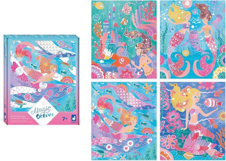 Janod Magic Ocean Aquarel Schilderen 4 Zeemeermin Schilderijen Om Te Schilderen Met Waterverf Geschikt Vanaf 7 Jaar