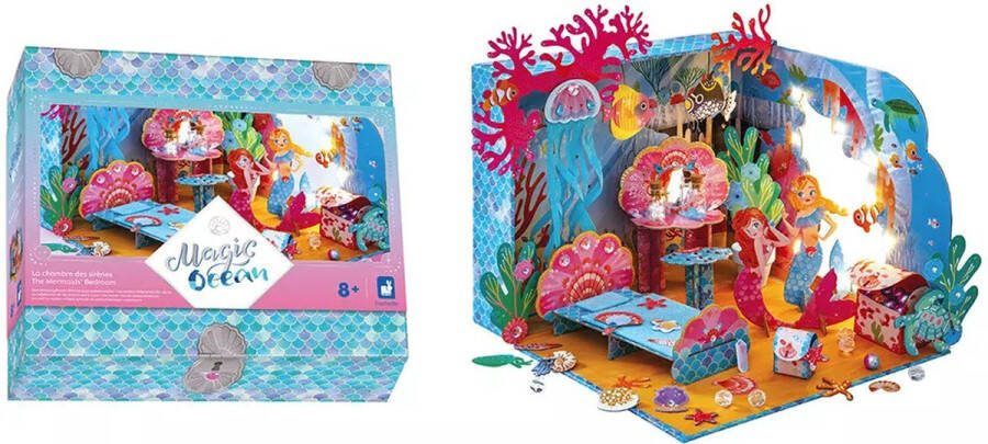 Janod Magic Ocean De Zeemeermin Kamer Een 3D Mini-Wereld Van Zeemeerminnen Om Zelf In Elkaar Te Zetten Licht Op In Het Donker Dankzij De Meegeleverde Lichtslinger! Geschikt Vanaf 8 Jaar