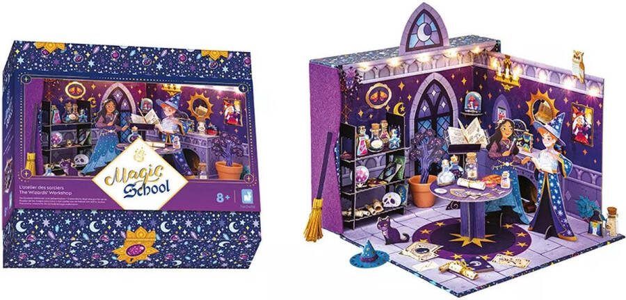 Janod Magic School De Tovenaarswerkplaats Een 3D Mini-Wereld Van Tovenaars Om Zelf In Elkaar Te Zetten Licht Op In Het Donker Dankzij De Meegeleverde Lichtslinger! Geschikt Vanaf 8 Jaar