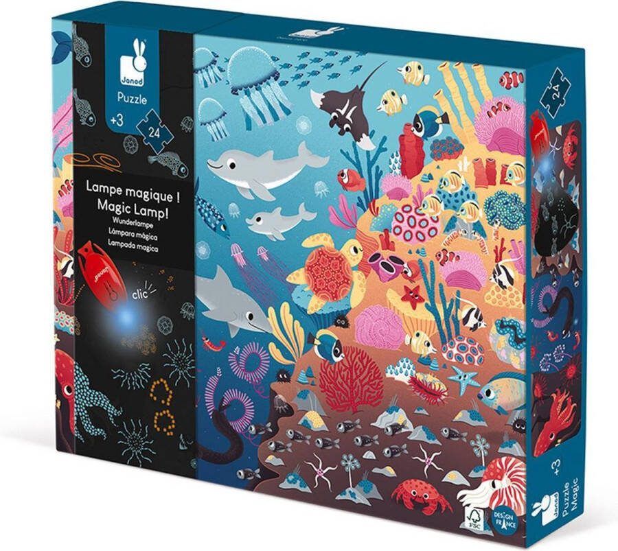 Janod Magische Puzzel De Oceaan 24 Stukjes Met Verborgen Glow In The Dark Elementen Geschikt Vanaf 3 Jaar