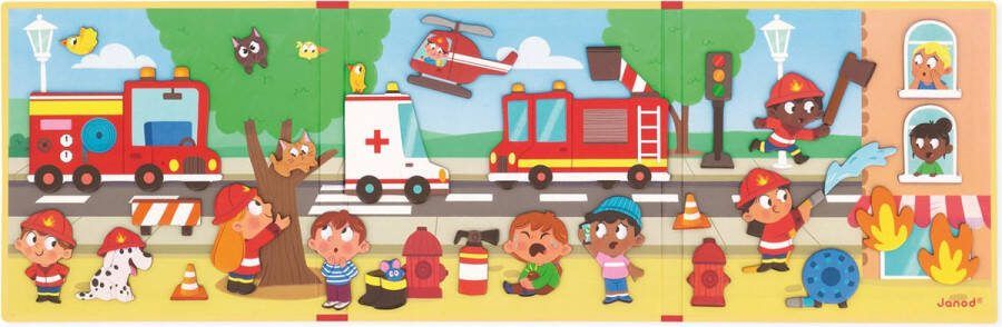 Janod Magneti Stories Brandweer Magneetboek Inclusief 30 Magneten Geschikt vanaf 3 Jaar