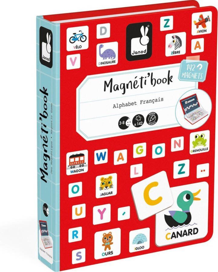 Janod Magnetibook Alfabet Franstalig Magneetboek Speelset Inclusief 116 Alfabetmagneten En 26 Geïllustreerde Magneten Geschikt vanaf 3 Jaar