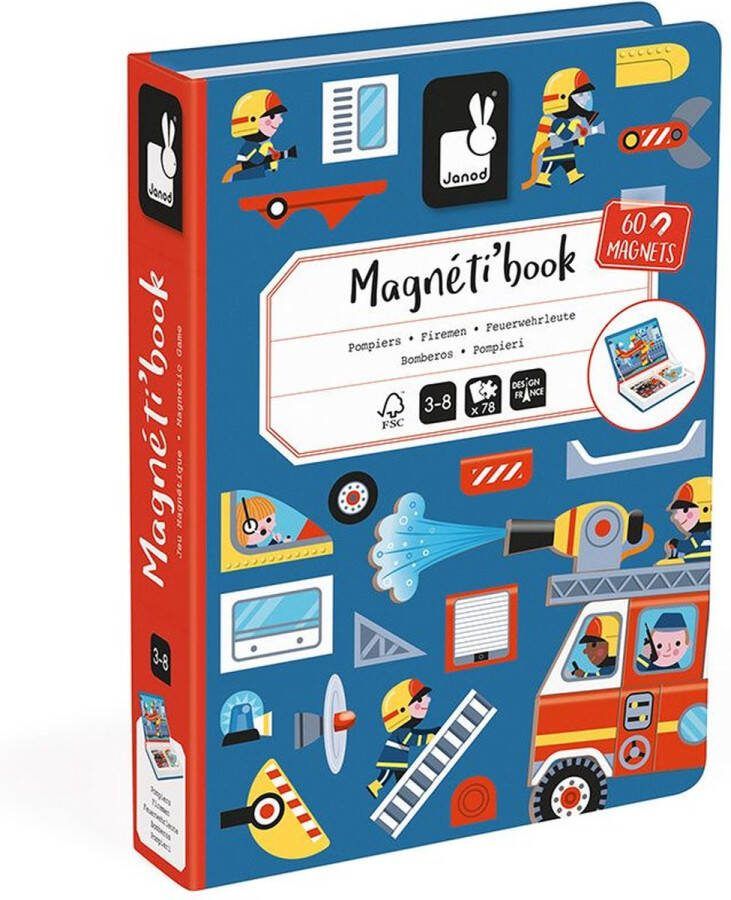 Janod Magnetibook Brandweer Magneetboek Speelset Inclusief 60 Magneten En 18 Voorbeeldkaarten Geschikt vanaf 3 Jaar