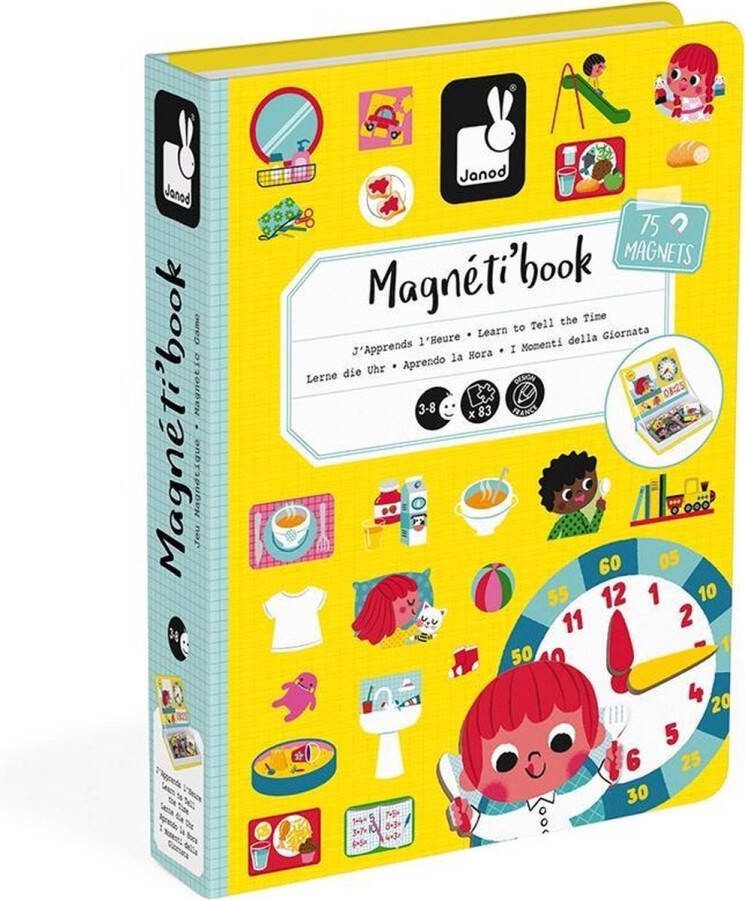 Janod Magnetibook Klok Kijken Magneetboek Speelset Inclusief 75 Magneten En 8 Voorbeeldkaarten Geschikt vanaf 3 Jaar